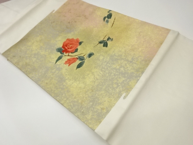 JAPANESE KIMONO / HIKIFOIL FLOWER-LEAF PATTERN WOVEN NAGOYA OBI